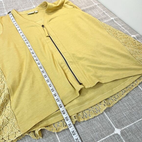 LOGO Lounge By Lori Goldstein Full Zip Jacket Lace Back Butter Yellow Women’s L - Picture 10 of 12